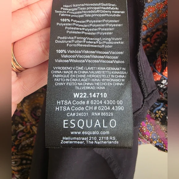 NWT Esqualo Paisley Long Sleeve Midi Dress - Size 12 Boho Chic - Picture 15 of 16